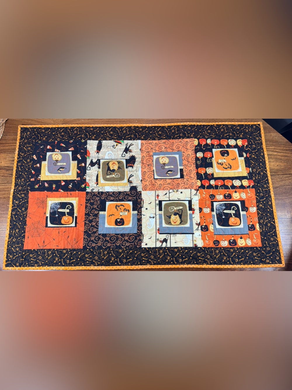Handmade Halloween Table Topper Runner 22”x38”